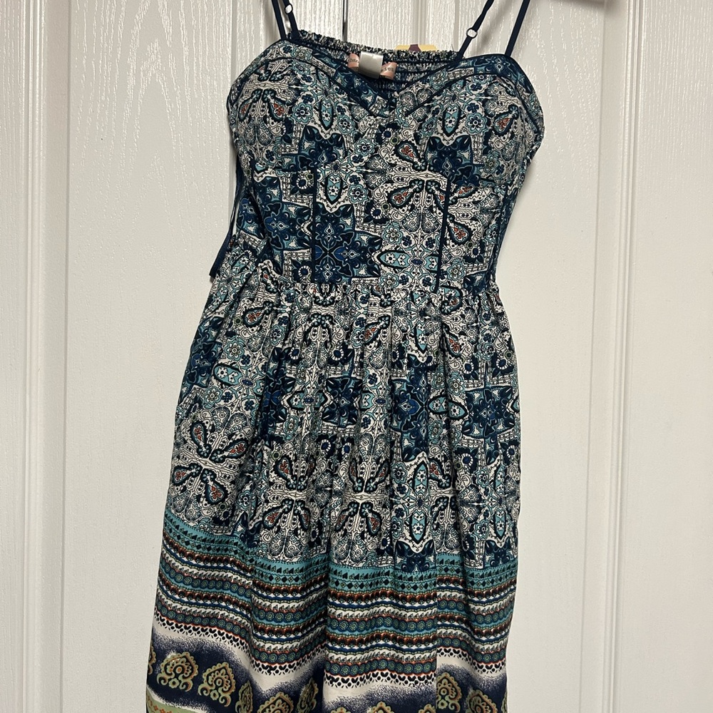 Band of Gypsies Navy and Cream Boho Mini Dress